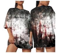 Camisetas de manga corta para mujer con estampado de sangre, disfraz de Halloween para mujer, cuello redondo, terror letra, corte holgado, top chic sangre, versátiles, tops para carnaval Bloody casual