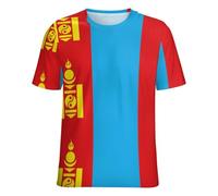 Camisetas De Manga Corta para Mujer Cuello Redondo Estilo Casual De Verano con Estampado De La Bandera De Mongolia Camisetas Básicas De Tallas Grandes Camisetas Gráficas para Mujer