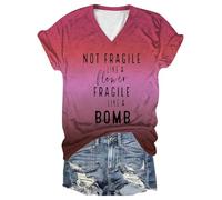 Camisetas de manga corta para mujer, diseño con texto en inglés "Not Fragile Like A Flower", camisetas de manga corta para entrenamiento, salir, holgadas, lindas camisetas con letras y gráficos
