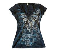 Camisetas de manga corta para mujer, estilo gótico, punk, gótico, para adolescentes, ropa de calle, verano, estilo vintage de los años 2000, gris, M