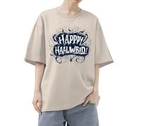Camisetas de manga corta para mujer, holgadas, para Halloween, divertidas camisetas de manga corta 2025, camisetas gráficas de moda para interiores y exteriores, deportes, trabajo o vida diaria, caqui