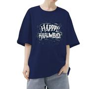 Camisetas de manga corta para mujer, holgadas, para Halloween, divertidas camisetas de manga corta 2025, camisetas gráficas de moda para interiores y exteriores, deportes, trabajo o vida diaria, azul