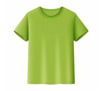 Camisetas de Manga Corta para Niños y Niñas Cuello Redondo Color Sólido Camiseta Corta Unisex Comfort Fast Secado Top Verano Deporte Corto Tops Adecuada Uso Diario Camisetas Casual (Green, 5-6 Years)