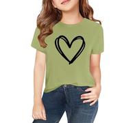 Camisetas de manga corta para, primavera, y, para niñas, impresión 2D, cuello redondo, cómodo, informal, manga corta, pinza para chaqueta para mujer, verde menta, 3-4 años