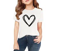 Camisetas de manga corta para, primavera, y, para niñas, impresión 2D, cuello redondo, cómodo, informal, manga corta, pinza para chaqueta para mujer, Blanco, 12-13 años