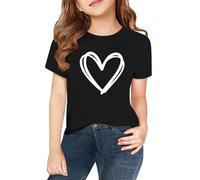 Camisetas de manga corta para, primavera, y, para niñas, impresión 2D, cuello redondo, cómodo, informal, manga corta, pinza para chaqueta para mujer, Negro , 6-7 años