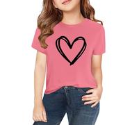 Camisetas de manga corta para, primavera, y, para niñas, impresión 2D, cuello redondo, cómodo, informal, manga corta, pinza para chaqueta para mujer, Rosa., 3-4 años