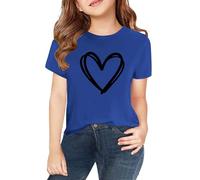 Camisetas de manga corta para, primavera, y, para niñas, impresión 2D, cuello redondo, cómodo, informal, manga corta, pinza para chaqueta para mujer, azul, 6-7 años