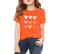 Camisetas de manga corta para, primavera, y, para niñas y niñas, impresión 2D, cuello redondo, cómodo, informal, manga corta, cierre de cárdigan, naranja, 12-13 años