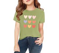 Camisetas de manga corta para, primavera, y, para niñas y niñas, impresión 2D, cuello redondo, cómodo, informal, manga corta, cierre de cárdigan, verde menta, 6-7 años
