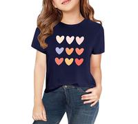Camisetas de manga corta para, primavera, y, para niñas y niñas, impresión 2D, cuello redondo, cómodo, informal, manga corta, cierre de cárdigan, marine, 3-4 años