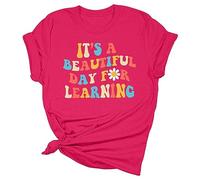 Camisetas de manga corta para profesores, para profesores, camisetas de manga corta con escote profundo, Rosa intenso., XXL