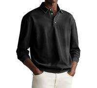 Camisetas de manga larga para hombre, polo del Reino Unido, cuello de solapa, camisas de negocios, ajuste holgado, con botones, camiseta urbana elegante, camiseta deportiva cómoda, camiseta básica