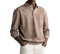 Camisetas de manga larga para hombre, polo del Reino Unido, cuello de solapa, camisas de negocios, ajuste holgado, con botones, camiseta urbana elegante, camiseta deportiva cómoda, camiseta básica