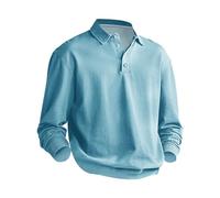 Camisetas de manga larga para hombre, polo del Reino Unido, cuello de solapa, camisas de negocios, ajuste holgado, con botones, camiseta urbana elegante, camiseta deportiva cómoda, camiseta básica