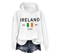 Camisetas de manga larga para mujer, cuello redondo, para invierno, otoño, básicas, holgadas, informales, a la moda, fiestas, uso diario, correr, para mujer, Reino Unido, blanco, 3XL