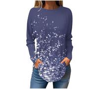Camisetas de manga larga para mujer, estilo vintage, cuello redondo, básica, holgada, con estampado floral, ligera, retro, para el otoño, para salir, 21. Multicolor, XL