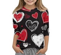 Camisetas de manga larga para niñas, talla 6, camiseta de algodón para niños, adorable y alta, talla 3 (negro, 7-8 años)