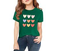 Camisetas de manga larga para niños y niñas, manga corta, primavera, verano y otoño, niños y niñas, impresión personalizada 2D, cuello redondo, cómodo, casual, manga corta para niños (verde, 4-5 años)