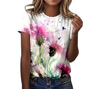 Camisetas de moda con estampado de libélula para mujer, casuales, de verano, holgadas, para correr, 2025, teñido anudado, ajuste holgado, camisetas coloridas Y2K, lindas camisetas de cuello redondo
