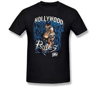 Camisetas de moda para hombre de Hulk Hogan Hollywood Rules Summer Basic Casual Short Cotton T Shirt (tallas regulares y grandes y altas incluidas), Negro, M