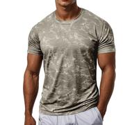 Camisetas de moda para hombre para el tiempo libre, estilo hip-hop con ajuste cómodo, ideal para primavera, verano, actividades en interiores y exteriores, caqui, L