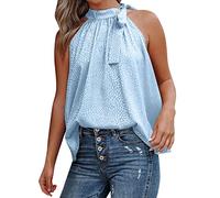 Camisetas De Mujer, Chaleco Sin Mangas Europeo para Mujer con Lazo En El Cuello Y Estampado De Leopardo Ideal para El Verano