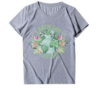 Camisetas de mujer para el Día de la Tierra. Camiseta del Día de la Tierra todos los días. Divertida camiseta gráfica 90 Él Ropa, gris, L
