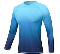 Camisetas de natación de manga larga para hombre, camisetas de protección solar UPF 50+, de secado rápido, para entrenamiento atlético, para correr, G1-sky Blue Gradient Navy, XX-Large