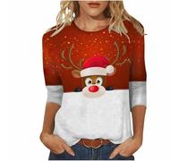 Camisetas de Navidad para mujer, diseño de copa de vino tinto, camiseta gráfica para entrenamiento, ejercicio, cuello redondo, camisetas básicas sueltas de moda, 1A-blanco, XL