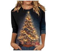 Camisetas de Navidad para mujer, diseño de copa de vino tinto, camiseta gráfica para entrenamiento, ejercicio, cuello redondo, camisetas básicas sueltas de moda, 1C-oro, L