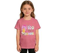 Camisetas de otoño para niñas, con estampado de lobo, camiseta informal de manga corta, ropa cálida para niñas (rosa, 4-5 años)