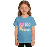 Camisetas de otoño para niñas, con estampado de lobo, camiseta informal de manga corta, ropa cálida para niñas (azul claro, 6-7 años)