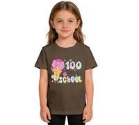 Camisetas de otoño para niñas, con estampado de lobo, camiseta informal de manga corta, ropa cálida para niñas (marrón, 6-7 años)