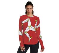 Camisetas de protección solar para mujer, con protección solar UPF50+, de secado rápido, ligeras, de manga larga, para atletismo, senderismo, viajes, Bandera de la Isla de Man, XL