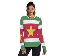 Camisetas de protección solar para mujer, con protección solar UPF50+, de secado rápido, ligeras, de manga larga, para atletismo, senderismo, viajes, Bandera nacional de Surinam, Large