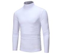 Camisetas de rugby cálidas de cuello alto a la moda, ropa interior térmica para hombre, camiseta básica lisa, blusa de manga larga para hombre, camisas blancas de manga larga, blanco, XL