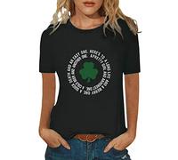 Camisetas de San Patricio para mujer 'S St Patricio' S Day Deja una carta Impresión Top Camisa Manga Corta Verano Moda Camisas 2026, Negro , S