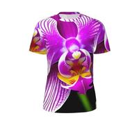 Camisetas de secado rápido con diseño de flores de orquídea para hombre, camisas de gimnasio que absorben la humedad, camisas de entrenamiento de manga corta para deportes, Negro -, Medium