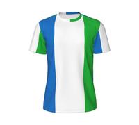 Camisetas de secado rápido con la bandera de Sierra Leona para hombre, camisas de gimnasio que absorben la humedad, camisas de entrenamiento de manga corta para deportes, Negro -, Large
