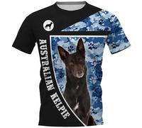 Camisetas de Terrier Ruso con Estampado 3D diseño de Camuflaje Azul Marino con Detalles Contrastados Animales Perro Camiseta de Rhodesian Ridgeback
