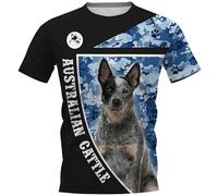 Camisetas de Terrier Ruso con Estampado 3D diseño de Camuflaje Azul Marino con Detalles Contrastados Animales Perro Camiseta de Rhodesian Ridgeback