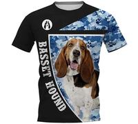 Camisetas de Terrier Ruso con Estampado 3D diseño de Camuflaje Azul Marino con Detalles Contrastados Animales Perro Camiseta de Rhodesian Ridgeback