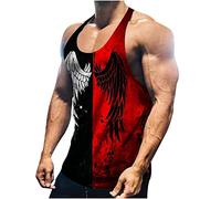 Camisetas de Tirantes Hombre 2024 Verano Moda Camiseta sin Mangas Patchwork Estampado gótico Punk Jogging Casual Deporte Gym Original Chandal Tank Top T-Shirt básica tee Chaleco