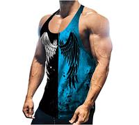 Camisetas de Tirantes Hombre 2024 Verano Moda Camiseta sin Mangas Patchwork Estampado gótico Punk Jogging Casual Deporte Gym Original Chandal Tank Top T-Shirt básica tee Chaleco