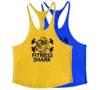 Camisetas de Tirantes Hombre Entrenamiento de Gimnasio Camiseta sin Mangas Tank Top Transpirable Fitness Gym T Shirt para Running Deportes,Amarillo Azul,M