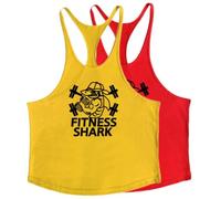 Camisetas de Tirantes Hombre Entrenamiento de Gimnasio Camiseta sin Mangas Tank Top Transpirable Fitness Gym T Shirt para Running Deportes,Amarillo Rojo,XL