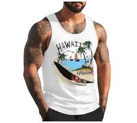 Camisetas De Tirantes Hombre Gym, Camiseta Sin Manga Hombre, Chaleco De Hombre con Estampado Digital 3D Y Diseño Relajado De Calle Y Playa Chaleco De Vacaciones con Diseño De Cocotero