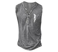 Camisetas de Tirantes Hombre Gym, Camiseta sin Mangas Hombre Estampado Verano Básica Botones Chaleco Digital