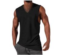 Camisetas de Tirantes Hombre Verano Moda Camiseta sin Mangas Color sólido Casual Deportivas Jogging Gym Original Cuello en V algodón Chandal Fitness Tank Top Playa Chaleco básica tee